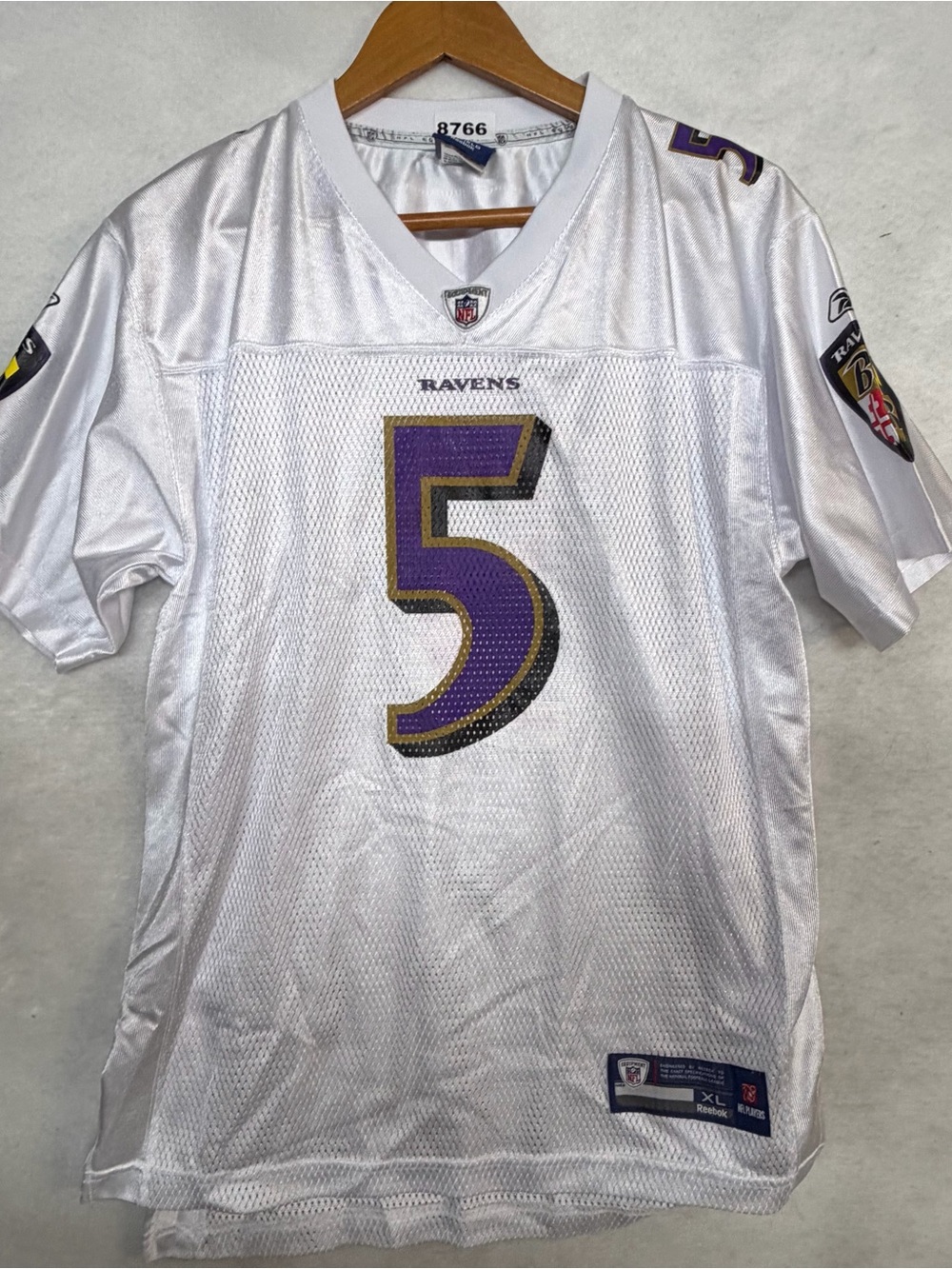 Youth Reebok On Field NFL Baltimore Ravens Joe Flacco #5 White Jersey XL 8766